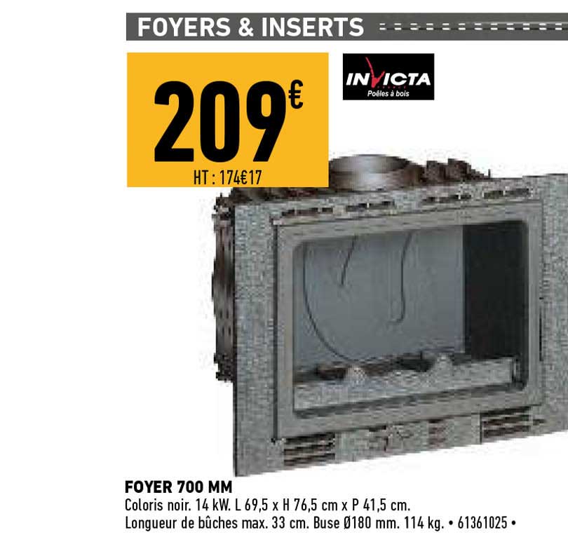 invicta poêle à bois foyer 700mm