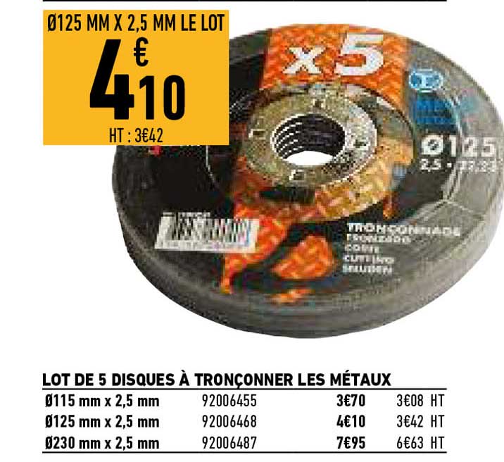 lot de 5 disques diamant tronconner les metaux