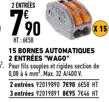 15 bornes automatiques 2 entrées "wago"