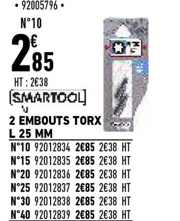 2 embouts torx l 25 mm smartool