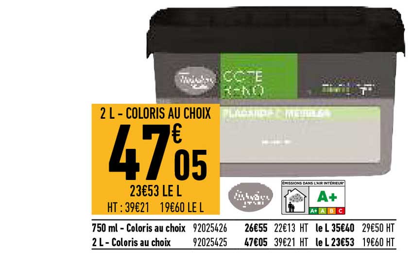 2 l coloris au choix
