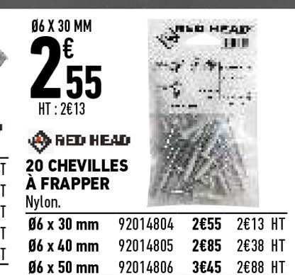 20 chevilles à frapper red head