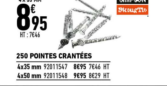 250 pointes crantées simpson