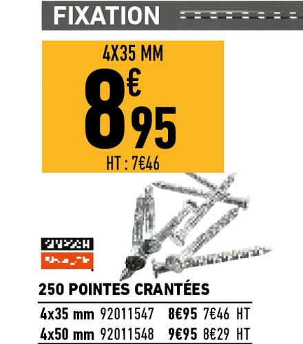 250 pointes crantées