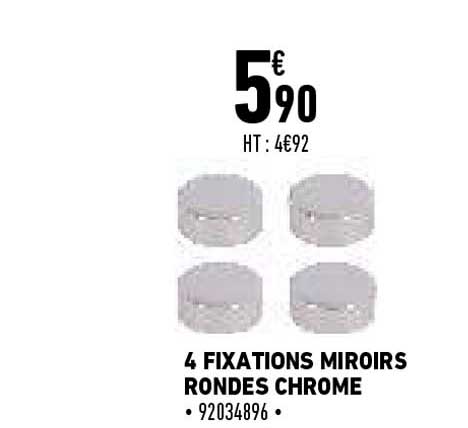 4 fixations miroirs rondes chromé