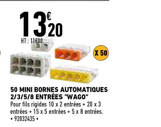 50 mini bornes automatiques 2-3-5-8 entrées "wago"