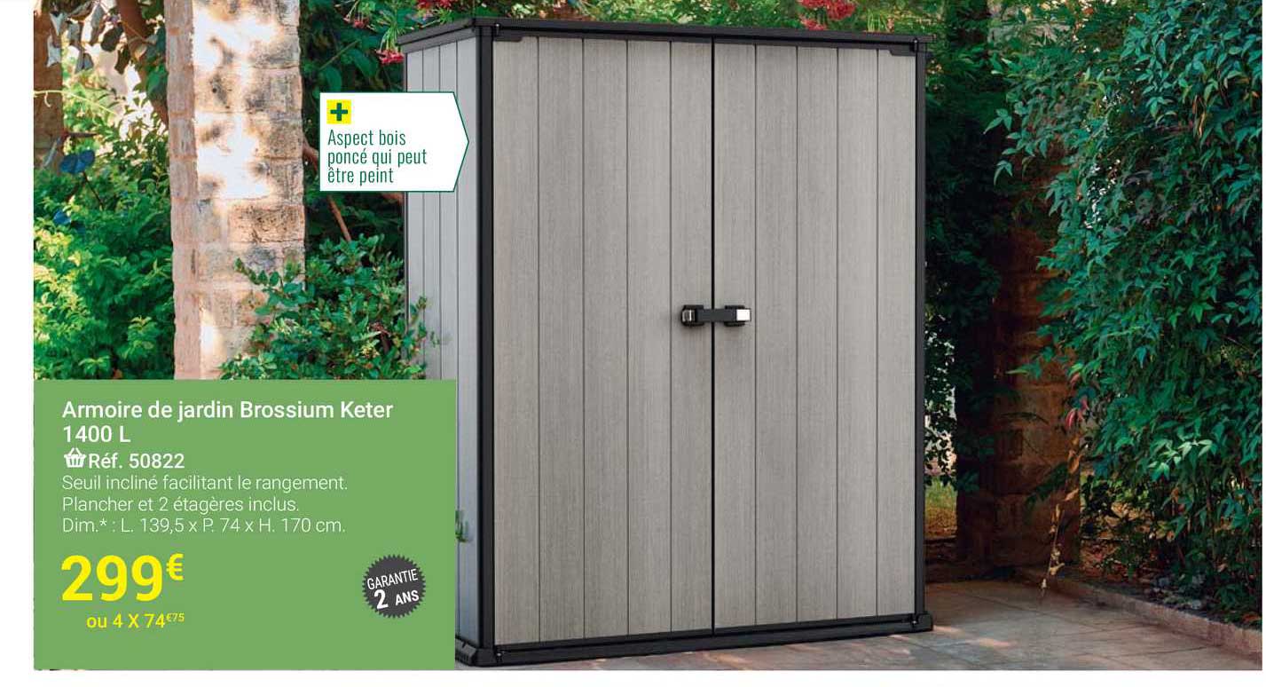 armoire de jardin brossium keter 1400 l