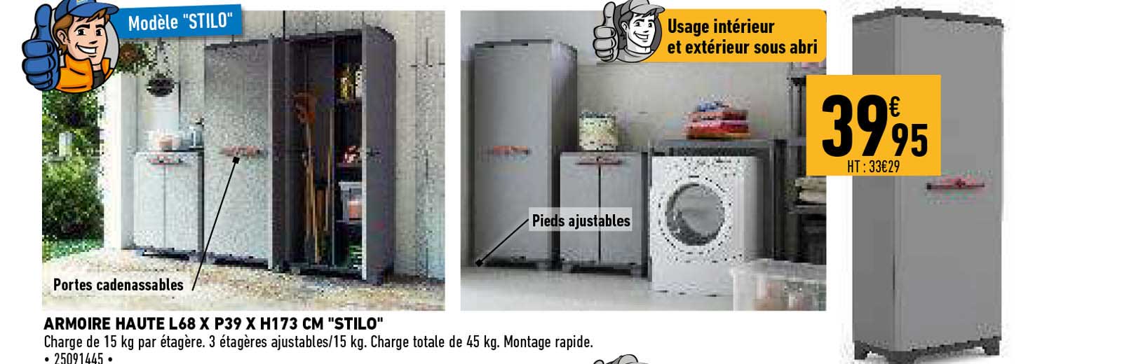 armoire haute l68 x p39 x h173 cm "stilo"