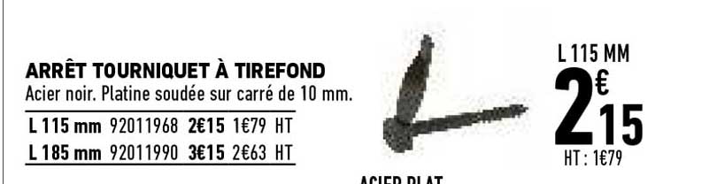 arrêt tourniquet à tirefond