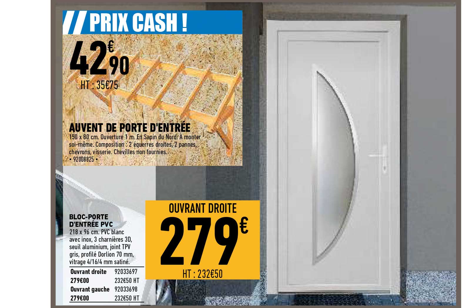 auvent de porte d'entrée, bloc-porte d'entrée pvc