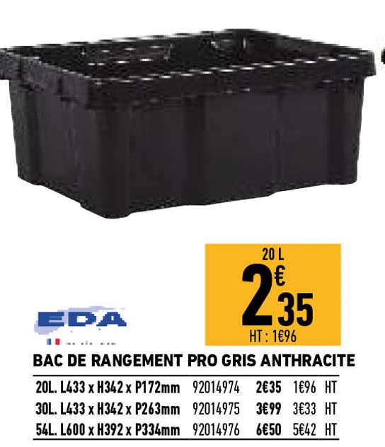 Bac De Rangement Pro Gris Anthracite Eda
