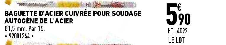 baguette d'acier cuivrée pour soudage autogène de l'acier