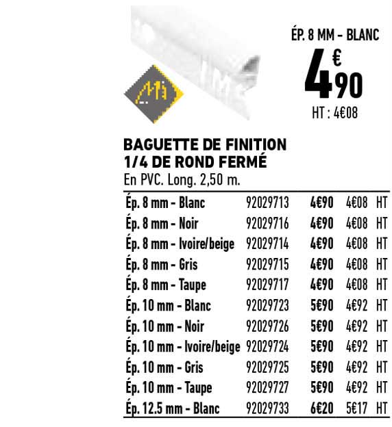 baguette de finition 1-4 de rond ferme