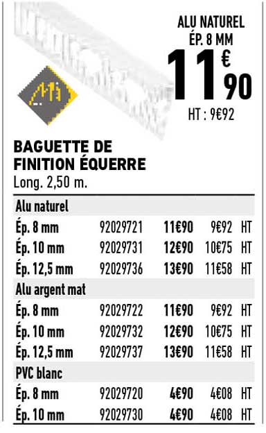 baguette de finition equerre