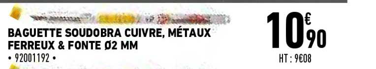 baguette soudobra cuivre, métaux ferreux & fonte 2 mm