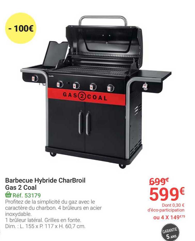 barbecue hybride charbroil gas 2 coal