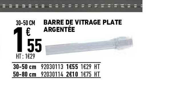 barra de vitrage plate argentée