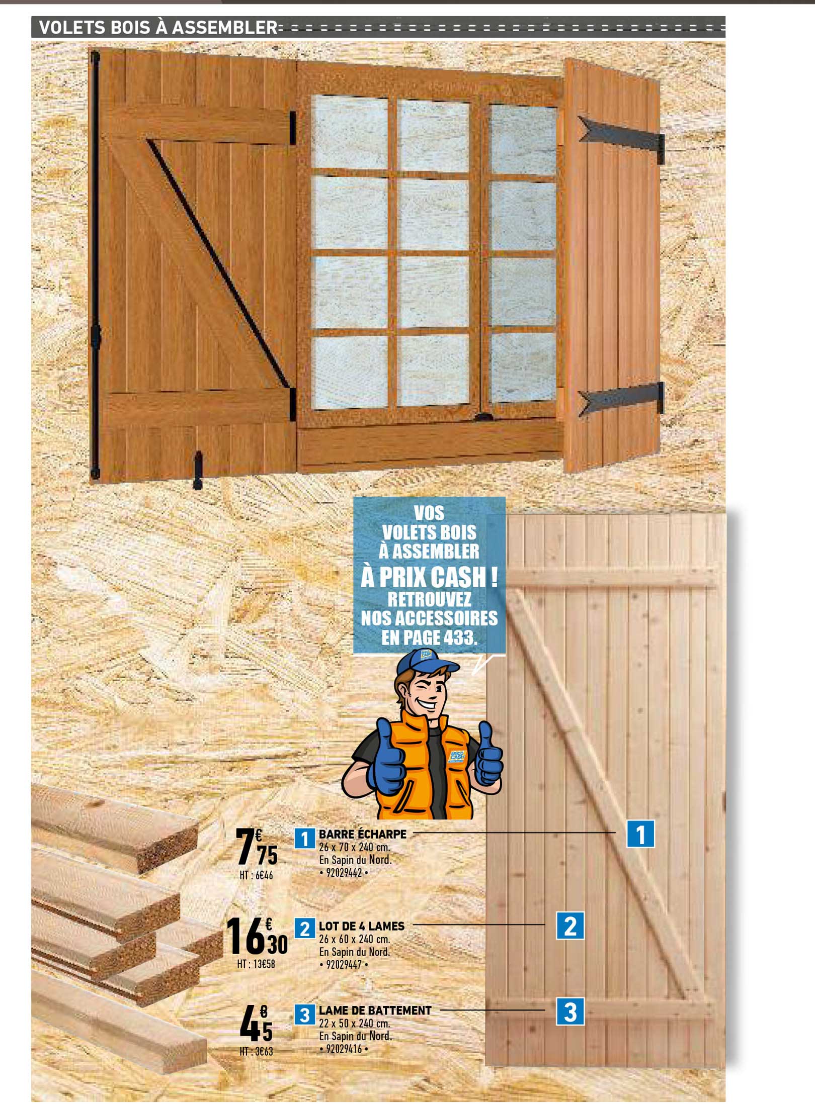 barre écharpe, lot de 4 lames, lame de bâtiment