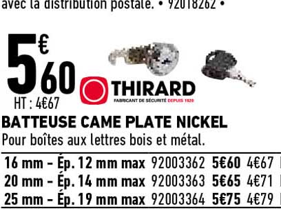 batteuse came plate nickel thirard
