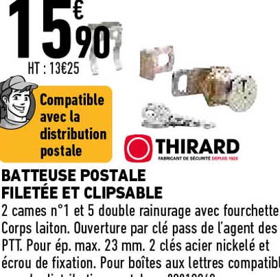 batteuse postale filetée et clipsable thirard