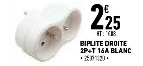 biplite droite 2p+t 16a blanc