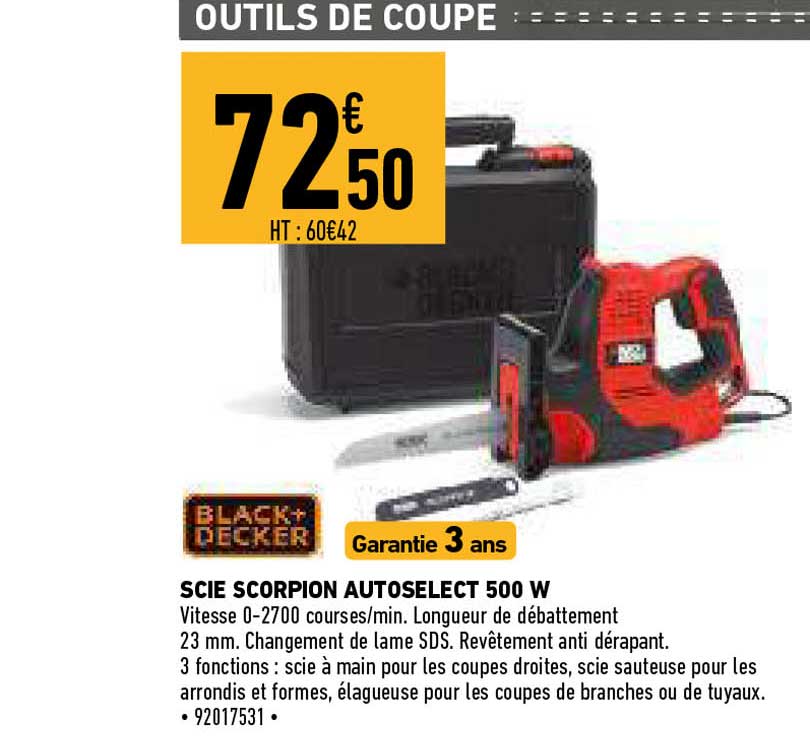 black+decker scie scorpion autoselect 500w