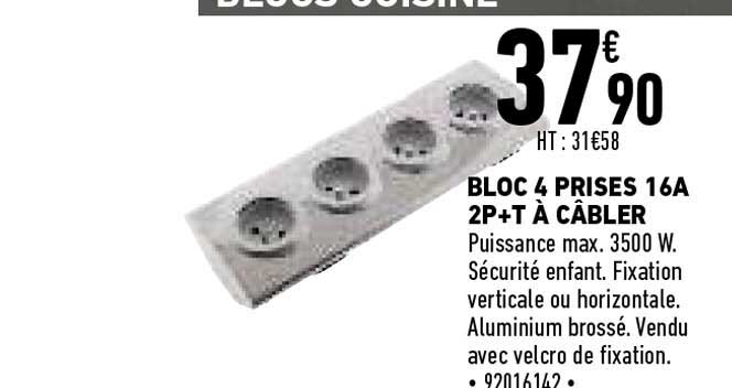 bloc 4 prises 16a 2p+t à câbler