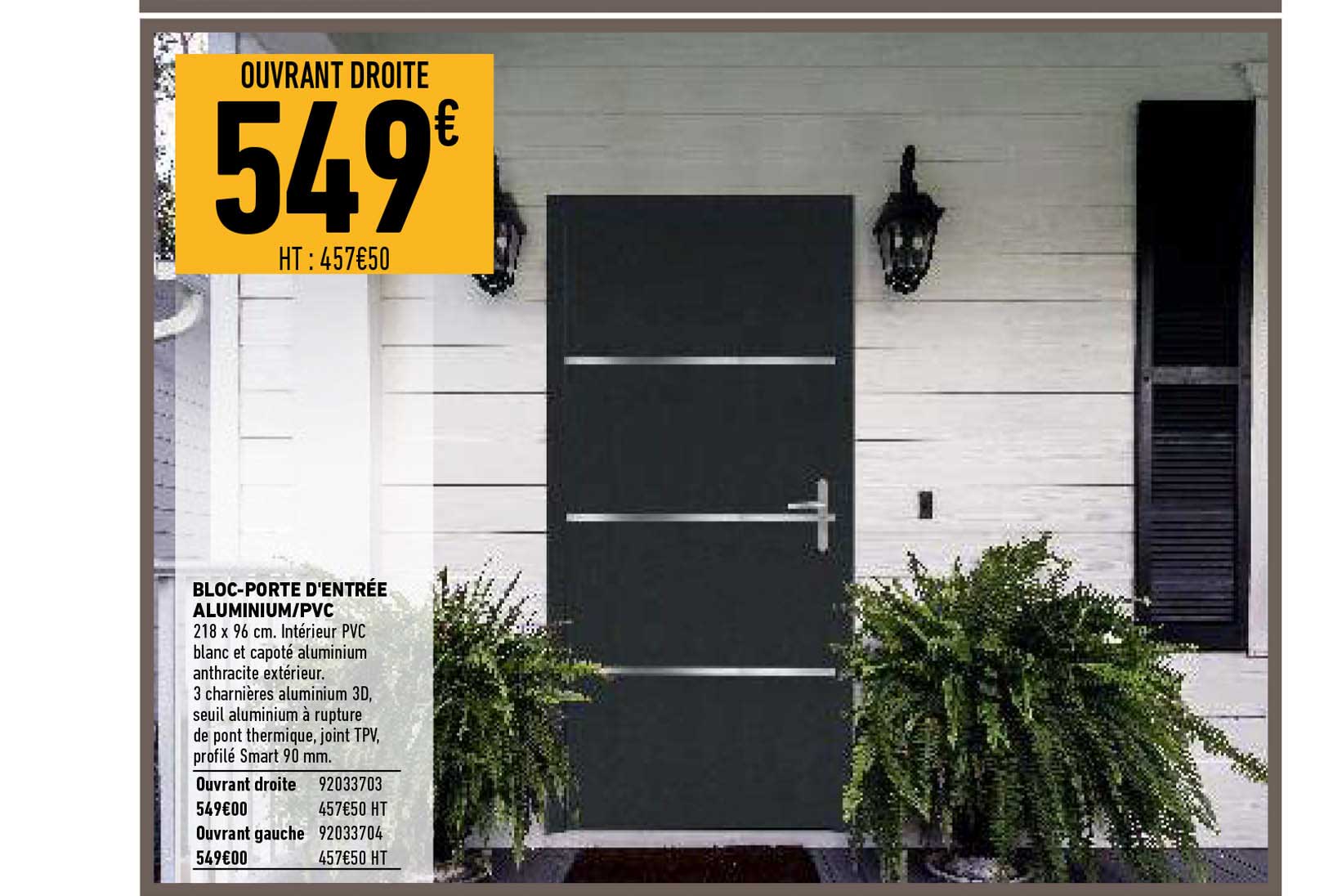 bloc-porte d'entrée aluminium-pvc
