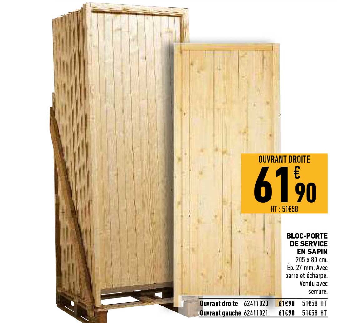 bloc-porte de service en sapin