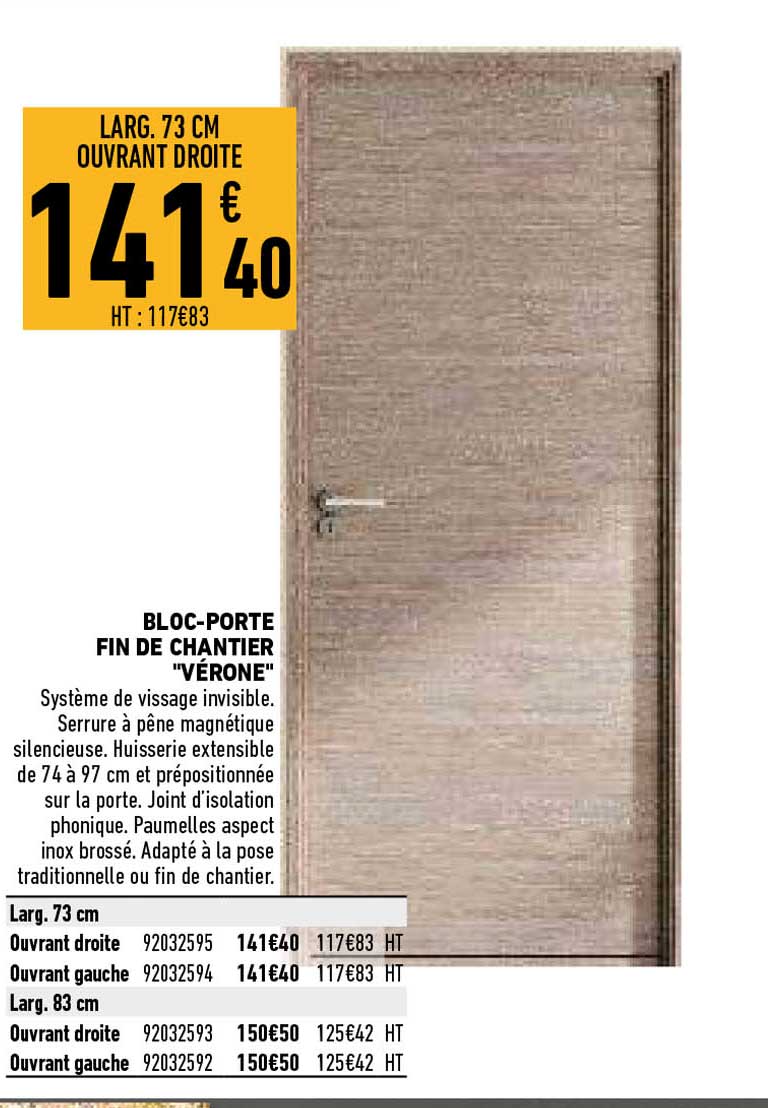 bloc-porte fin de chantier "vérone"
