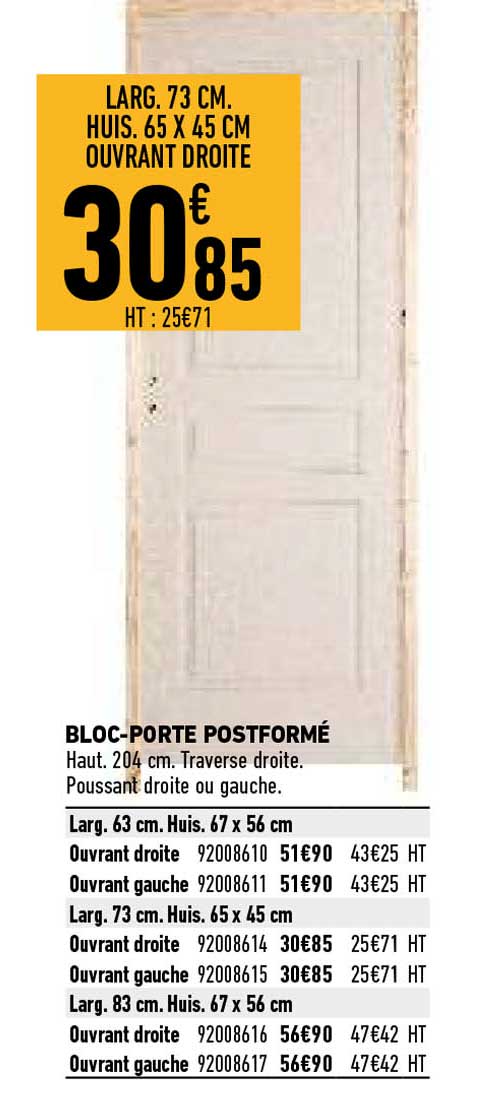bloc-porte postformé