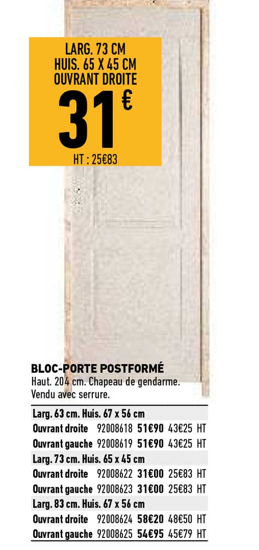 bloc-porte postformé