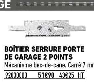 boîtier serrure porte de garage 2 points