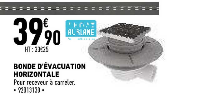 bonde d'évacuation horizontale