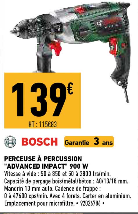 bosch perceuse a percussion "advanced impact" 900 w