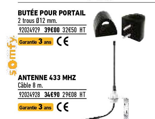 butée pour portail, antenne 433 mhz