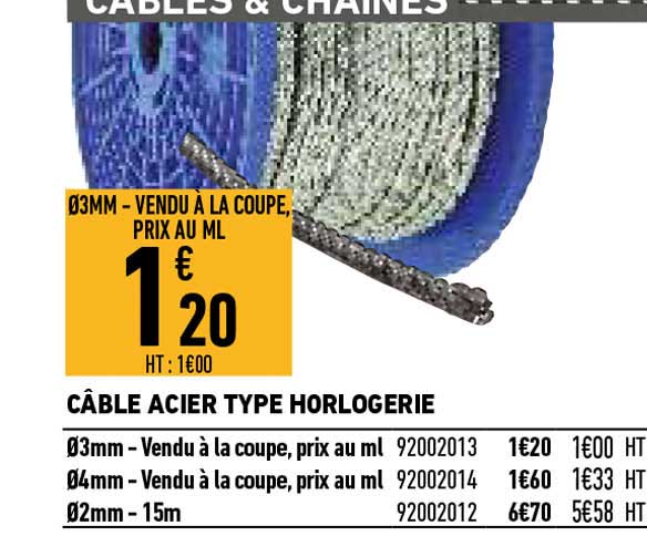 câble acier type horlogerie