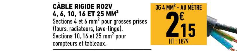 câble rigide r02v 4, 6, 10, 16 et 25 mm2