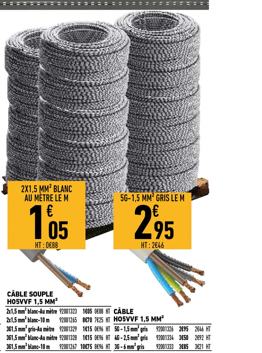 câble souple h05vvf 1,5 mm2 câble h05vvf 1,5 mm2