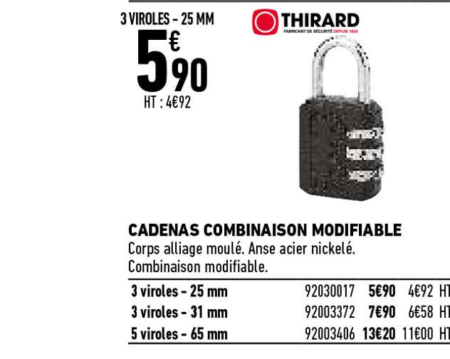 cadenas combinaison modifiable thirard