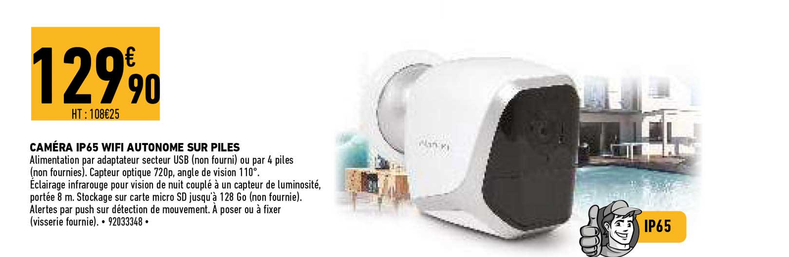 caméra ip65 wifi autonome sur piles