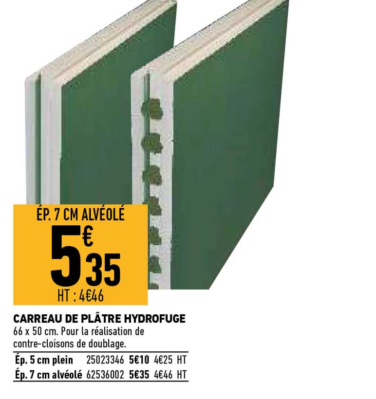 carreau de plâtre hydrofuge