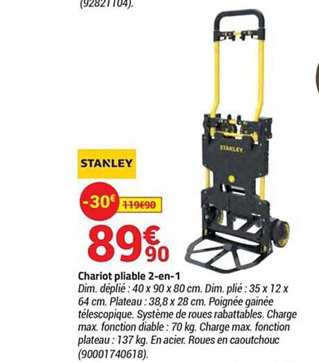 chariot pliable 2-en-1 stanley