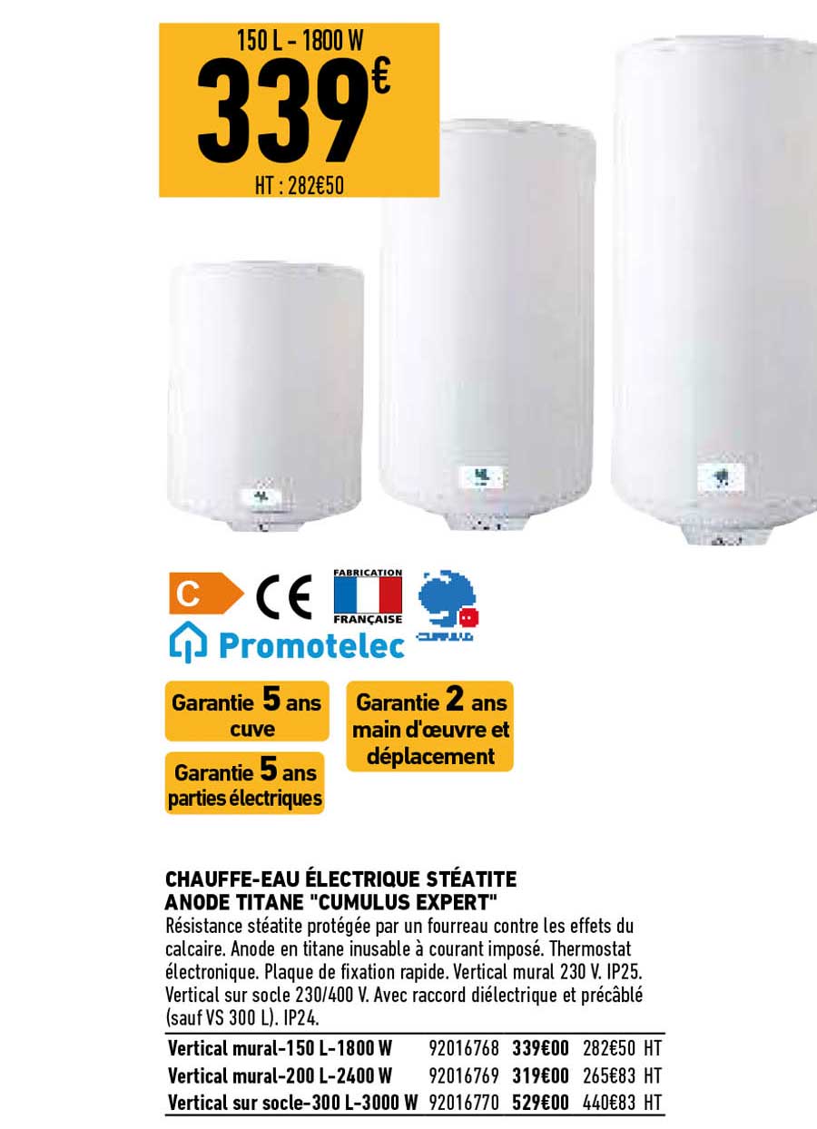 chauffe-eau électrique stéatite anode titane "cumulus expert"