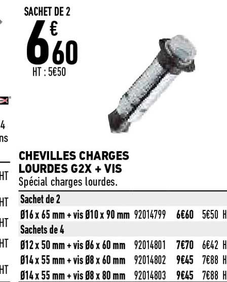 chevilles charges lourde g2x + vis