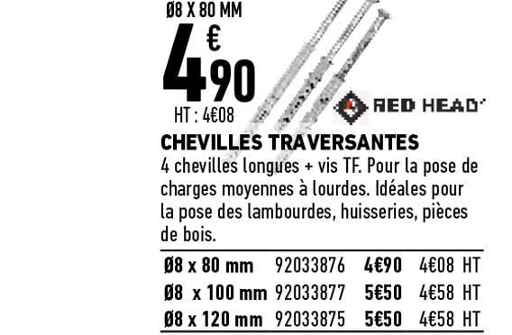 chevilles traversantes red head