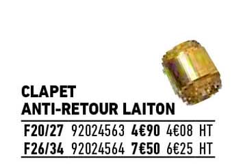 clapet anti-retour laiton
