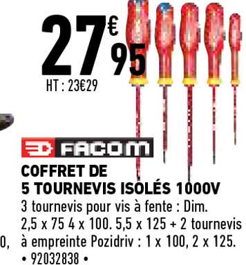 coffret de 5 tournevis isolés 1000v facom