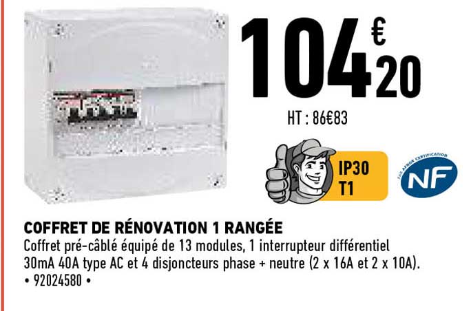coffret de rénovation 1 rangée