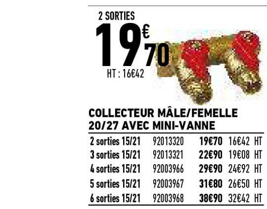 collecteur mâle - femelle 20-27 mini-vanne